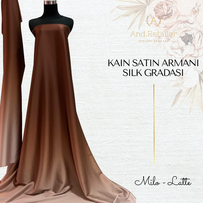 Bahan Kain Satin Armani Silk Gradasi Ombre Gradien 2 tone warna Milo Latte