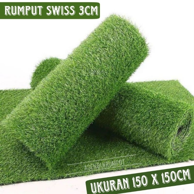 Rumput sintetis swiss 3cm - 150cm x 150cm - rumput sintetis dekorasi - rumput palsu terbaik - rumput