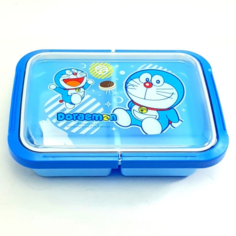 Tempat Makan Plastik Kotak Doraemon 2 Sekat
