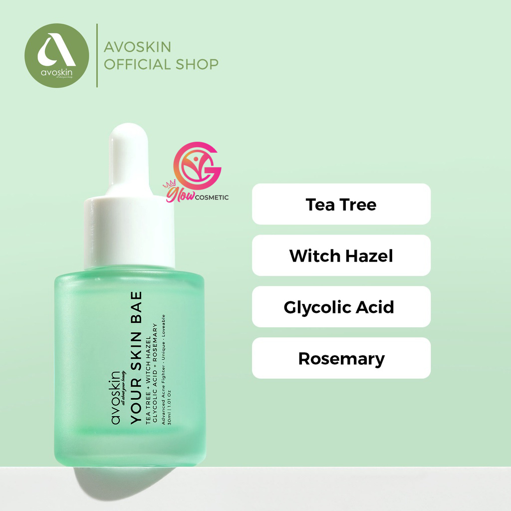 AVOSKIN YOUR SKIN BAE TEA TREE + WITCH HAZEL + GLYCOLIC ACID + ROSEMARY SERUM 30ML