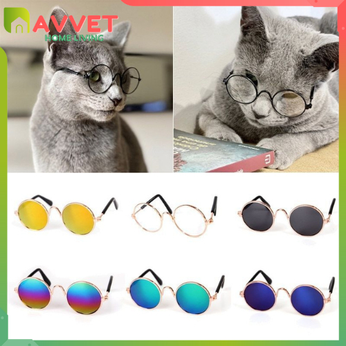 AVVET  Kaca Mata Lucu Anjing Anabul Hitam Fashion Hewan Anti UV Lucu Aksesoris High Quality Animal Sunglasses Kaca Mata Murah Kacamata Kucing Peliharaan 6577