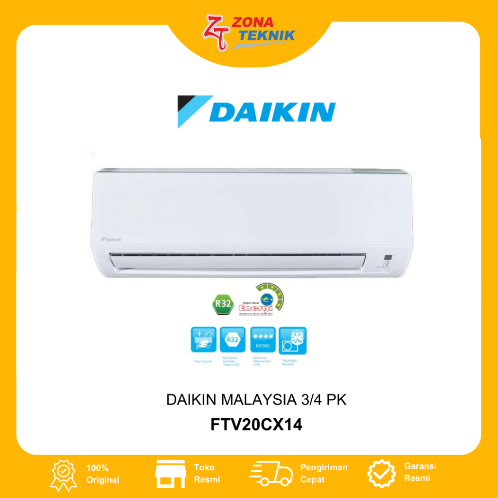 AC DAIKIN SPLIT STANDART MALAYSIA FTV20CX14 3/4 PK