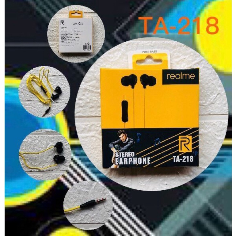 HANDSFREE EARPHONE REALME TA-218 STEREO SUPERBASS PACKING DUS BY SMOLL