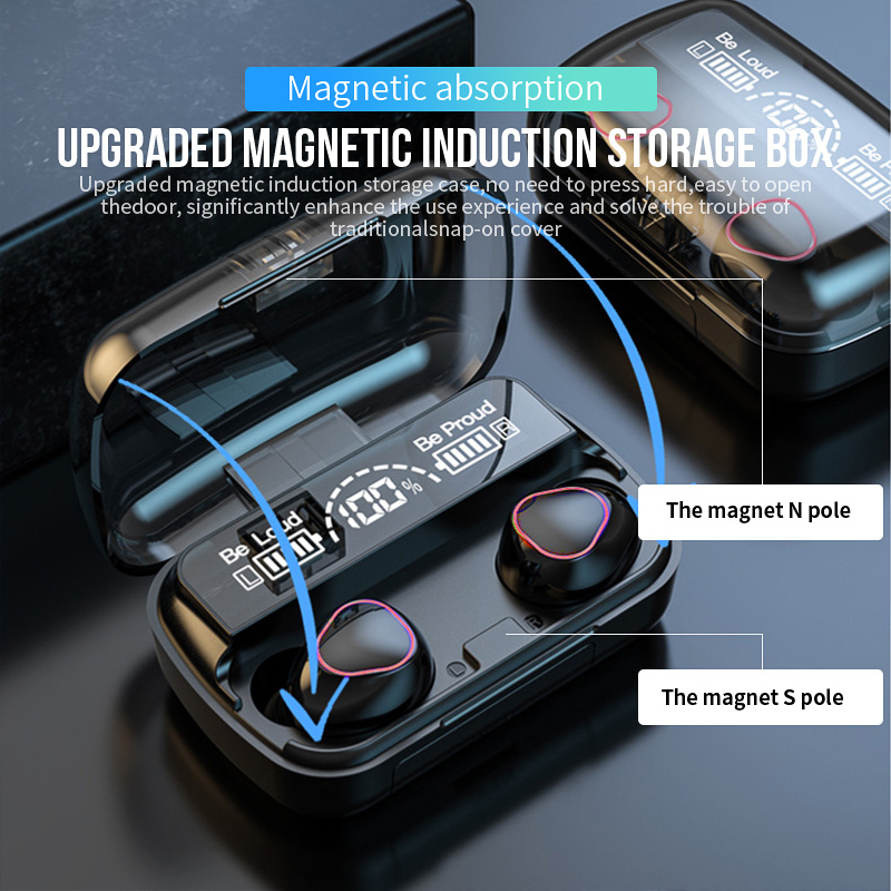 M10 TWS Noise Cancelling Headphone Nirkabel Earbud Nirkabel In-Ear Bluetooth 5.0 Headphone HIFI Headphone Musik Stereo Headphone Bluetooth Efek Suara 9D IPX7 Tahan Air dan Tahan Keringat 3500mah powerbank