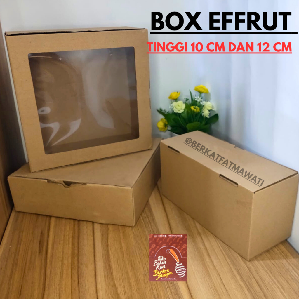 

DUS /BOX EFFRUT / BOX CAKE TINGGI 10 , 12 CM/ KOTAK COKLAT /10 PCS