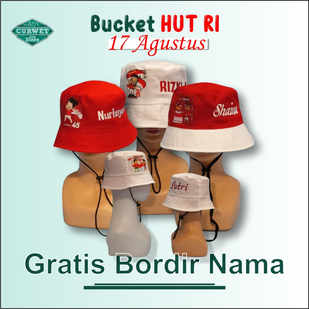 Bucket Kemerdekaan 17 Agustus Gratis Bordir Nama