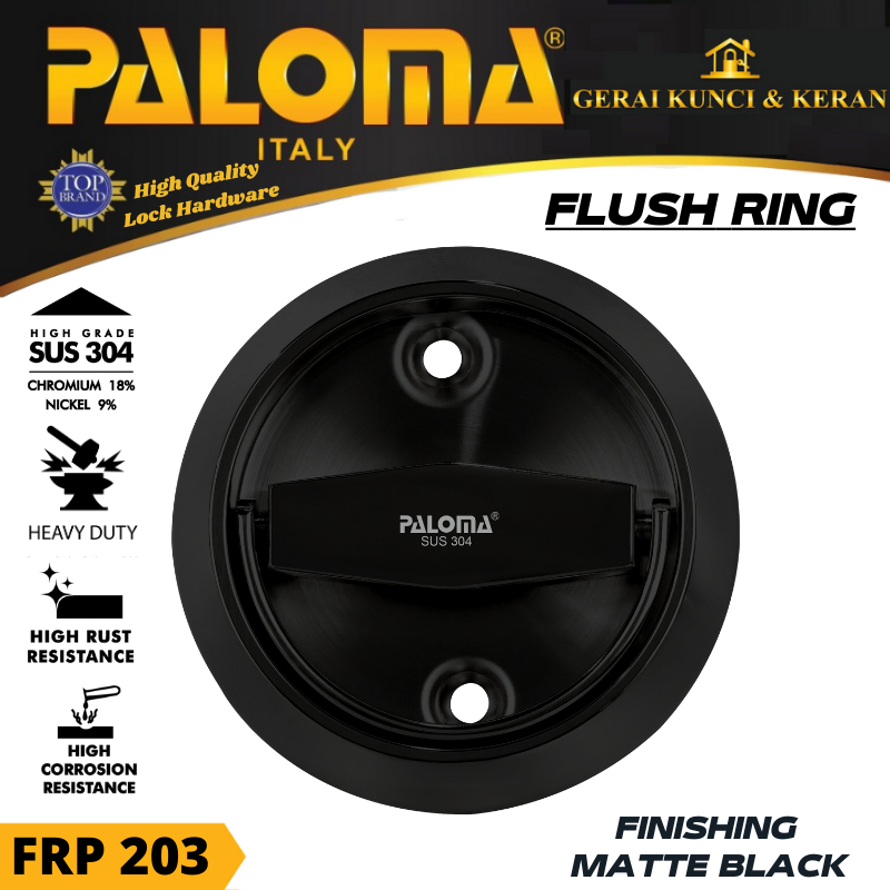 PALOMA FLUSH RING FRP 202 GAGANG PINTU SHAFT DOOR HITAM MATTE BLACK