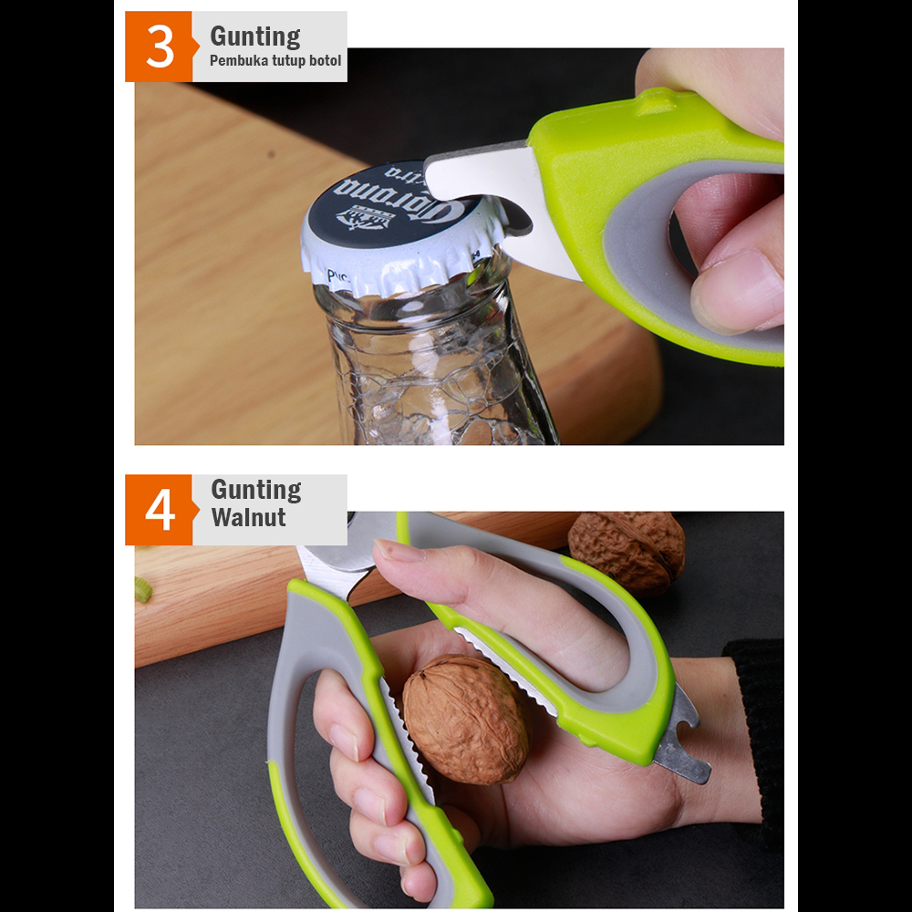 Gunting Dapur Multi 8in1 Kitchen Scissors Gunting Dapur Stainless Degan Wadah