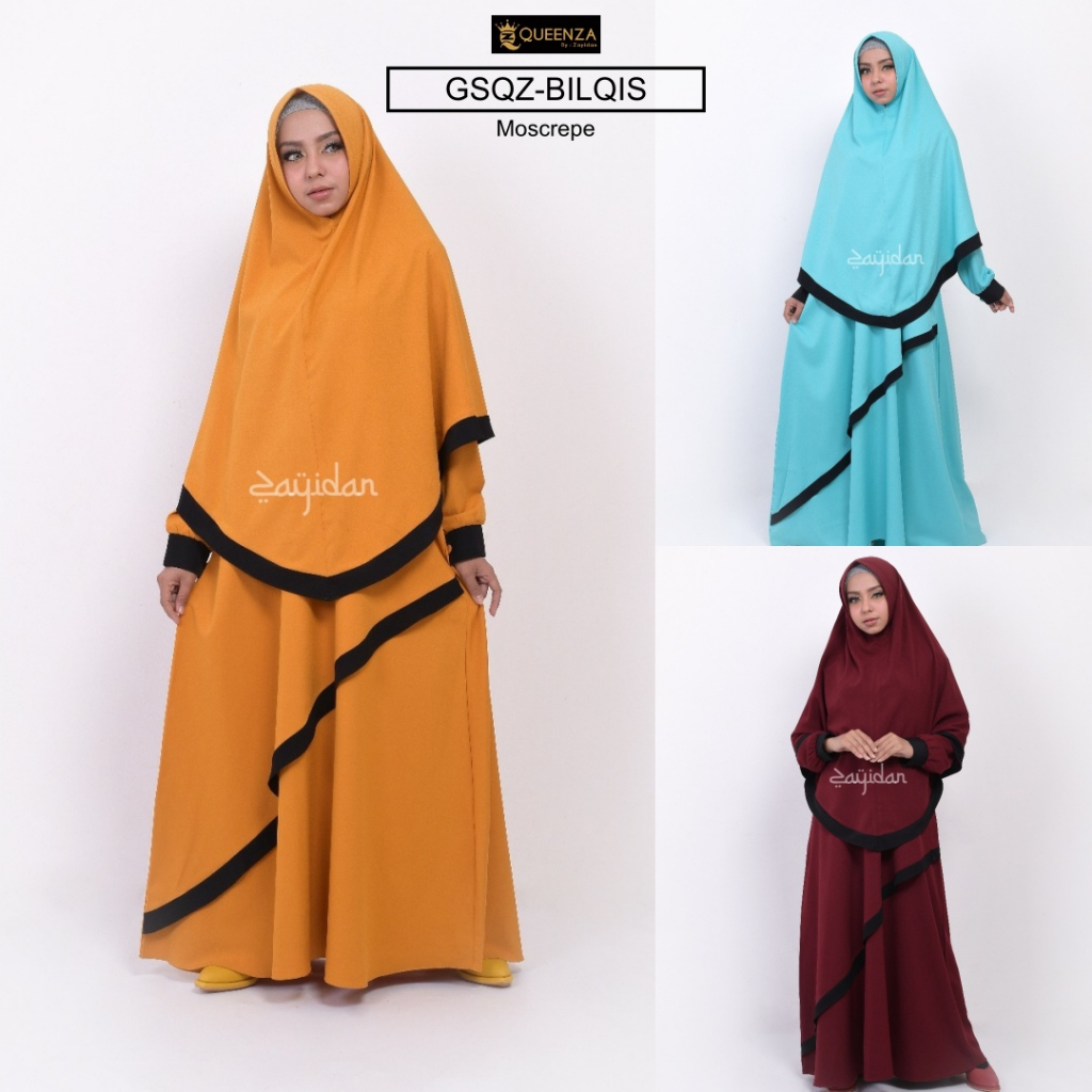 Gamis Set Syari Mosscrepe Bilqis Series - By Queenza Zayidan