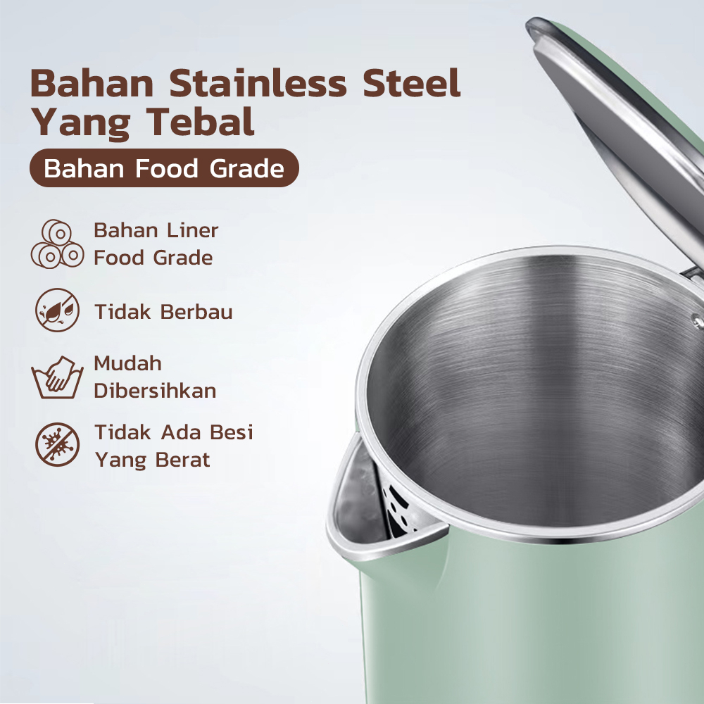 Kadonio Electric Kettle Teko Listrik Pemanas Air 2.0L untuk Satu Keluarga Ketel Listrik Teko Elektrik Liter Pemanas Air Kopi Teh Food Grade Stainless Steel Pemanas Teko Listrik