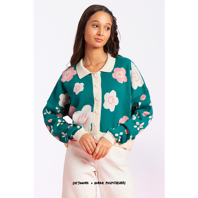 Cottonink - Atasan Rajut Wanita Floral Madhisa #CottoninkxDindaps