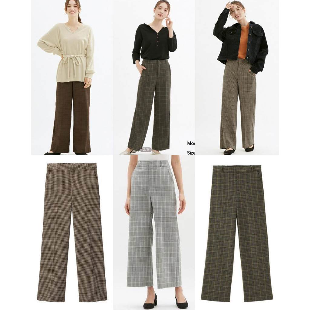 GU Checkered Wide Pants