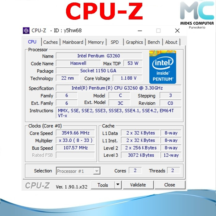 Processor Intel Pentium G3260 3.30 GHZ Lga 1150