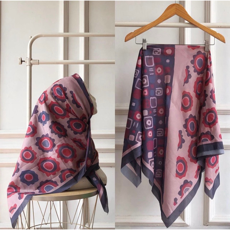 SADEAN HIJAB VOAL MOTIF LUNA FUCHIA NEW//DENAY SEGI EMPAT MOTIF //HIJAB SERAGAM BISA COD