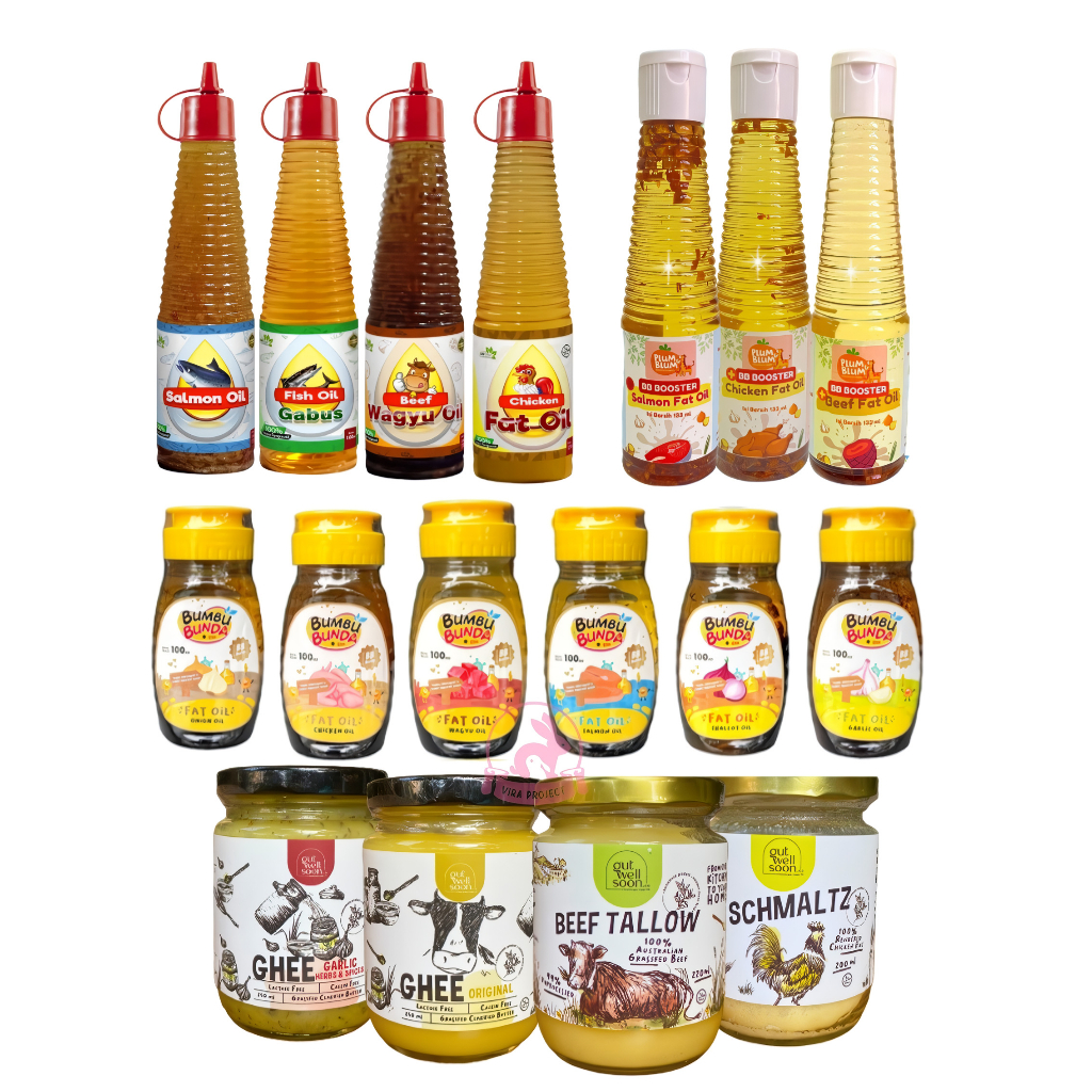 6+ MINYAK AYAM SAPI SALMON/OIL MINYAK LEMAK TAMBAHAN MPASI ANAK BB BOOSTER/SANFOOD/BUMBOO/PLUMBLUM