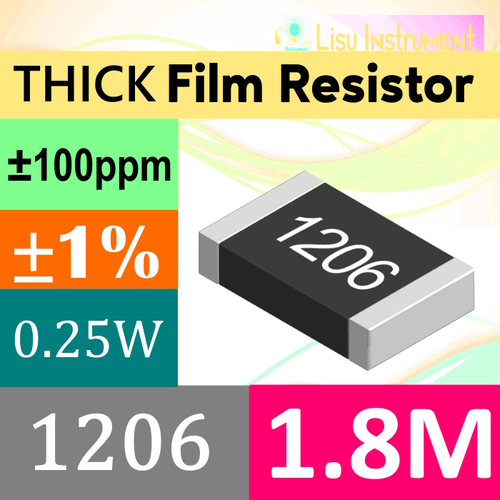 1.8MΩ 1206 3216(mm) ±1% THICK Film SMD Resistor 250mW 1.8M 1M8