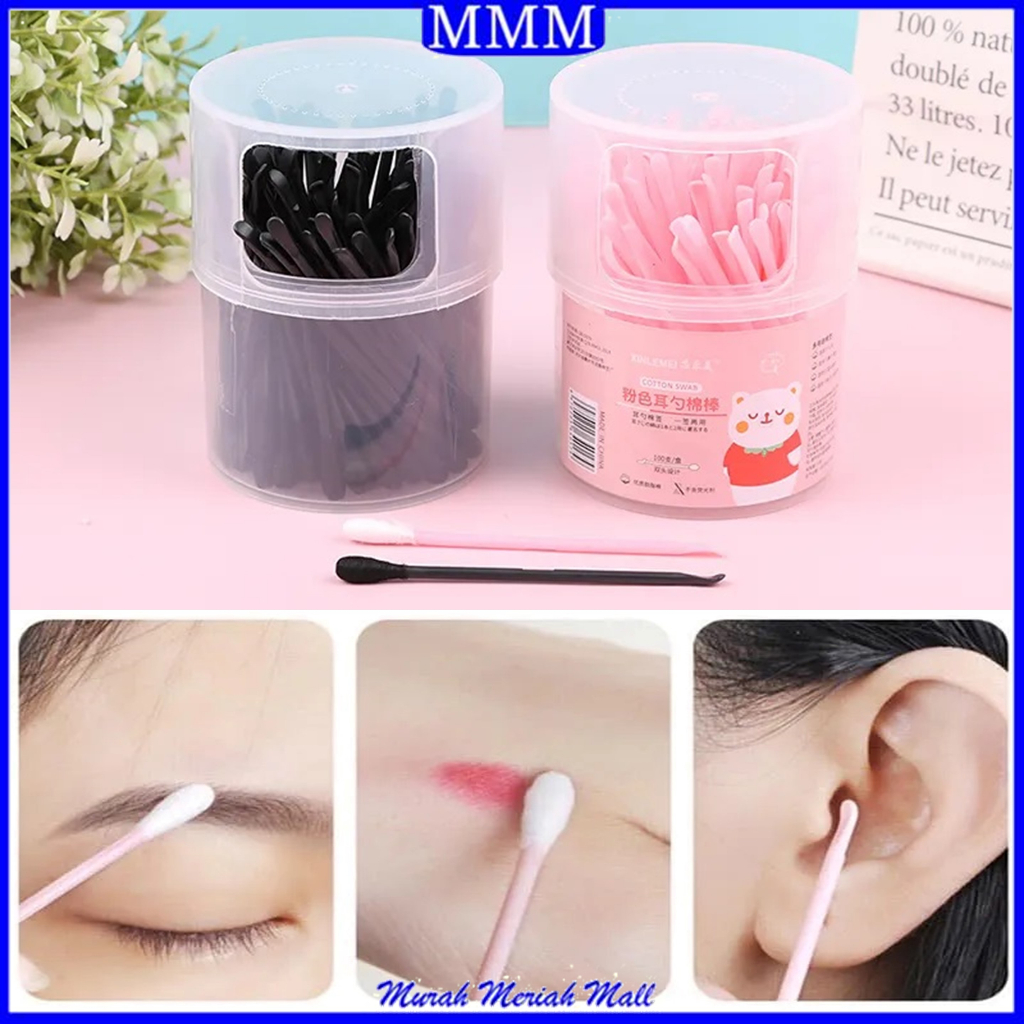 MMM Korek Kuping Super Lembut Isi 100 PCS Cotton Bud 2in1 Pembersih Telinga 2 Sisi Untuk  Dewasa Anak Murah Import