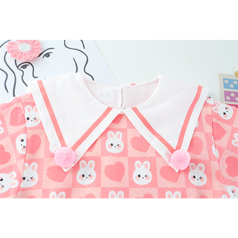 setelan baju anak perempuan import lucu motif BUNNY warna pink lucu premium ala korea