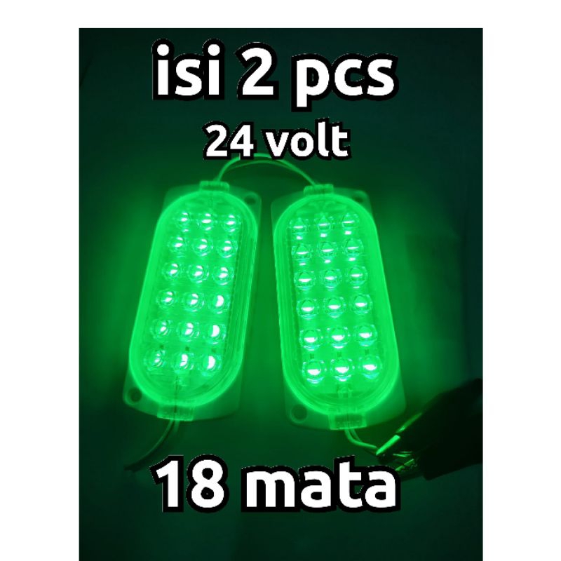 2 pcs Lampu LED bak truk 24 volt Led Ultrasonic 18 mata lampu kolong truk 24 volt