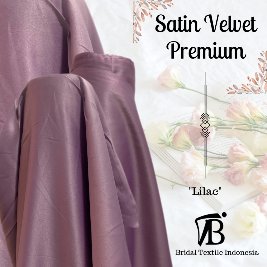 Kain Bahan Furing Satin Silk Velvet Premium Warna Ungu Lilac