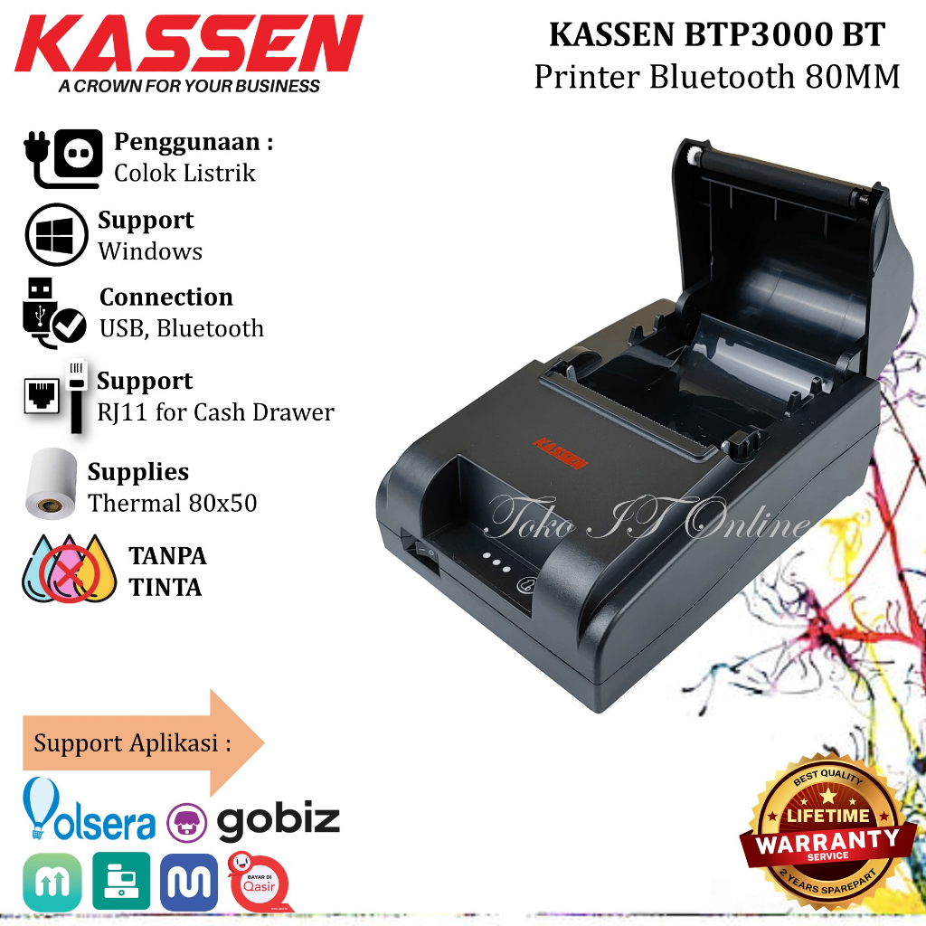 KASSEN BTP 3000 PRINTER THERMAL BLUETOOTH 80MM PENCETAK STRUK KASIR BT-P3000/ BTP3000