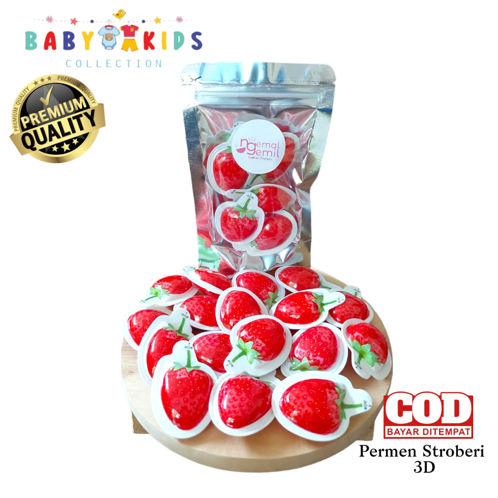 

Permen Stroberi 3D Strawberry Candy Kualitas Premium