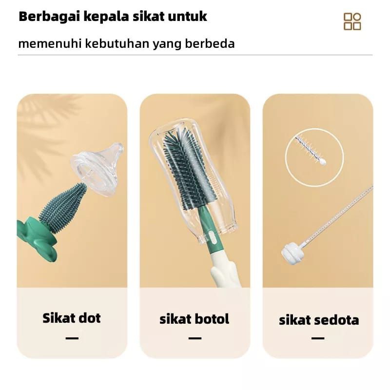 News Produk Sikat Botol Susu 3in1 Bahan Silikon/Pembersih Botol Susu Dan Dot