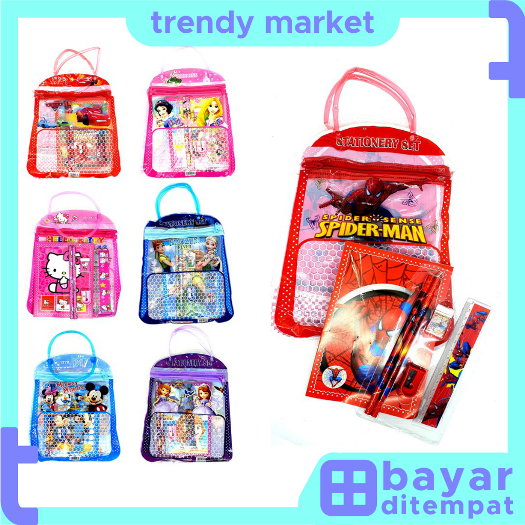

STATIONARY SET FREE BAG / SET ALAT TULIS ANAK SEKOLAH MOTIF KARTUN STY05