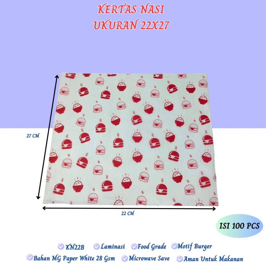 Kertas Burger Motif (Isi 100 Pcs-KN22B)