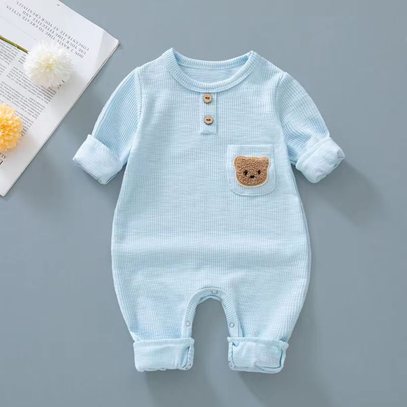 Sleepsuit bayi Summer Bordir Bear / Jumper Panjang bodir bear