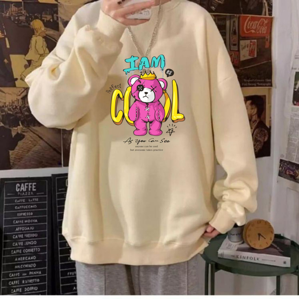 I'AM COOL BEAR  Swaeter Oversize Wanita Size M - L - XL - XXL