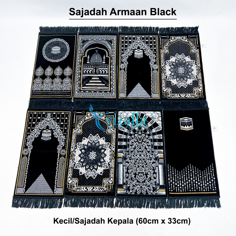 Sajadah Armaan Black Kecil/ 60*33 Sajadah Kepala/ Grosir Sajadah