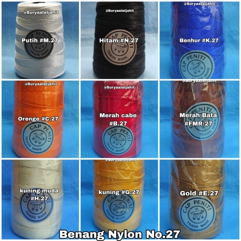 Benang Nylon No.27/400Y Cap Peniti rp.59.750/Rol