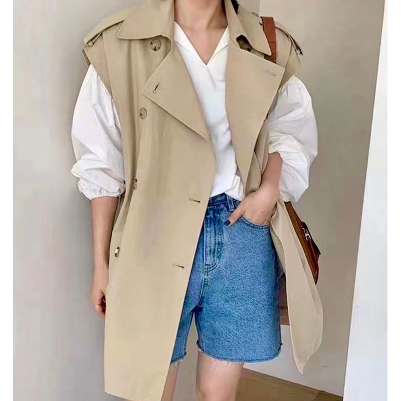 ONE SET WANITA CASUAL BASIC VEST KEMEJA PUTIH IMPORT LENGAN PANJANG