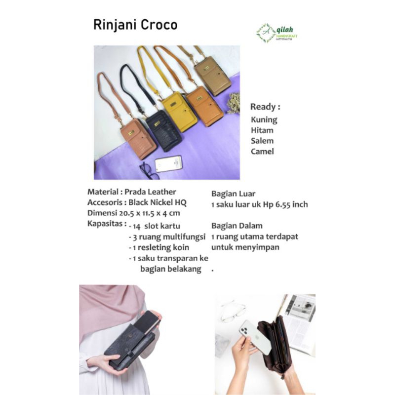 DOMPET HP TALI SELEMPANG WANITA VCODE RINJANI CROCO ALL MOTIF ORIGINAL BERKUALITAS PREMIUM