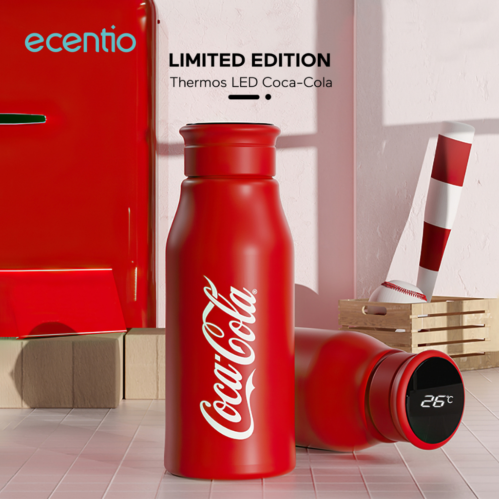 ecentio Termos LED Coca Cola Coffee Cup 590ml/360ml Tumbler Temperatur Suhu Botol Mug Edisi Terbatas 100 buah