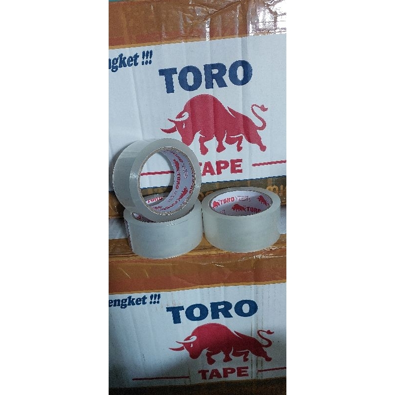 

Lakban Toro Tape ukuran 45 x 90 mm, Bening dan Coklat