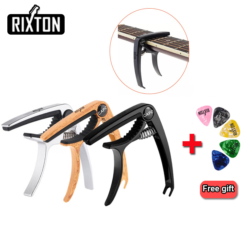 Rixton Guitar Capo LGL-06 Clamp Aluminium Alloy Logam Kayu Butir Perubahan Cepat Kunci Nilon Akustik