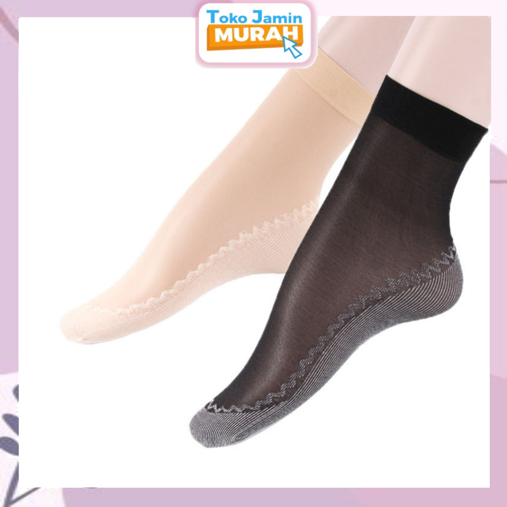 TJM KK405 Kaos Kaki Pendek Wanita Anti Slip Kaos kaki Transparan Anti Licin