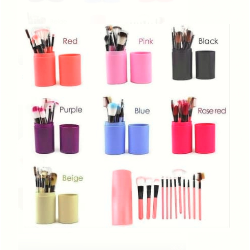 DHIO - Set Kuas Tabung / Brush Make Up Set 12IN1 / Kuas Makeup / Set Kuas Alis Brush Highlighter Alat Kosmetik
