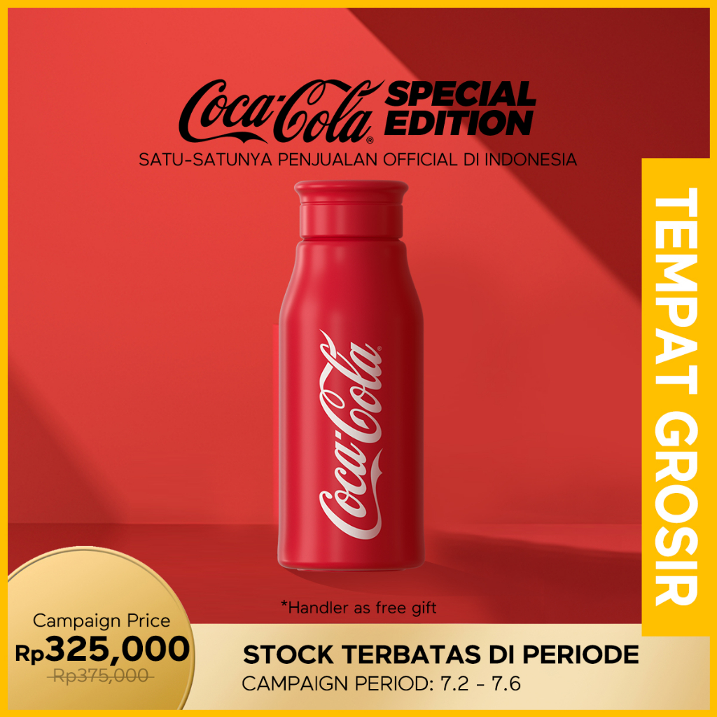 ecentio coca-cola LED Thermos 370ml Tumbler Botol Minum Stainless Steel Special Gift box