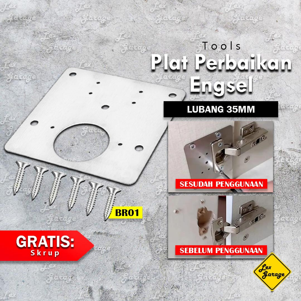 Pelat Plat Engsel Sendok 35mm Perbaikan Pintu Lemari