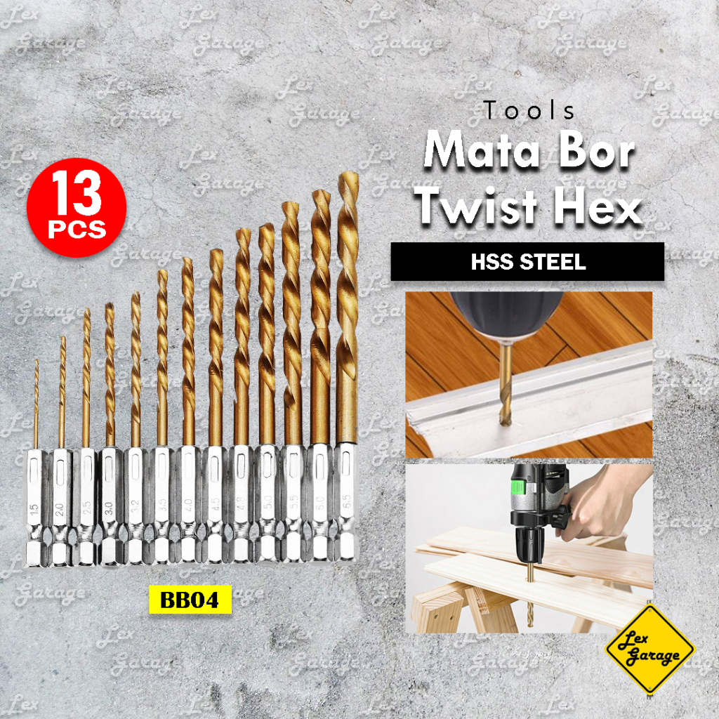 Mata Bor Besi Kayu Set Hex Drill Bit HSS Cordless Listrik