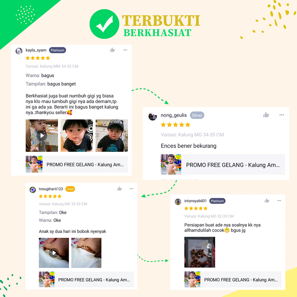 PROMO FREE GELANG - Kalung Amber Baltic Bayi, Balita dan Anak Lemon Milk Glossy by AMBER SEMUT