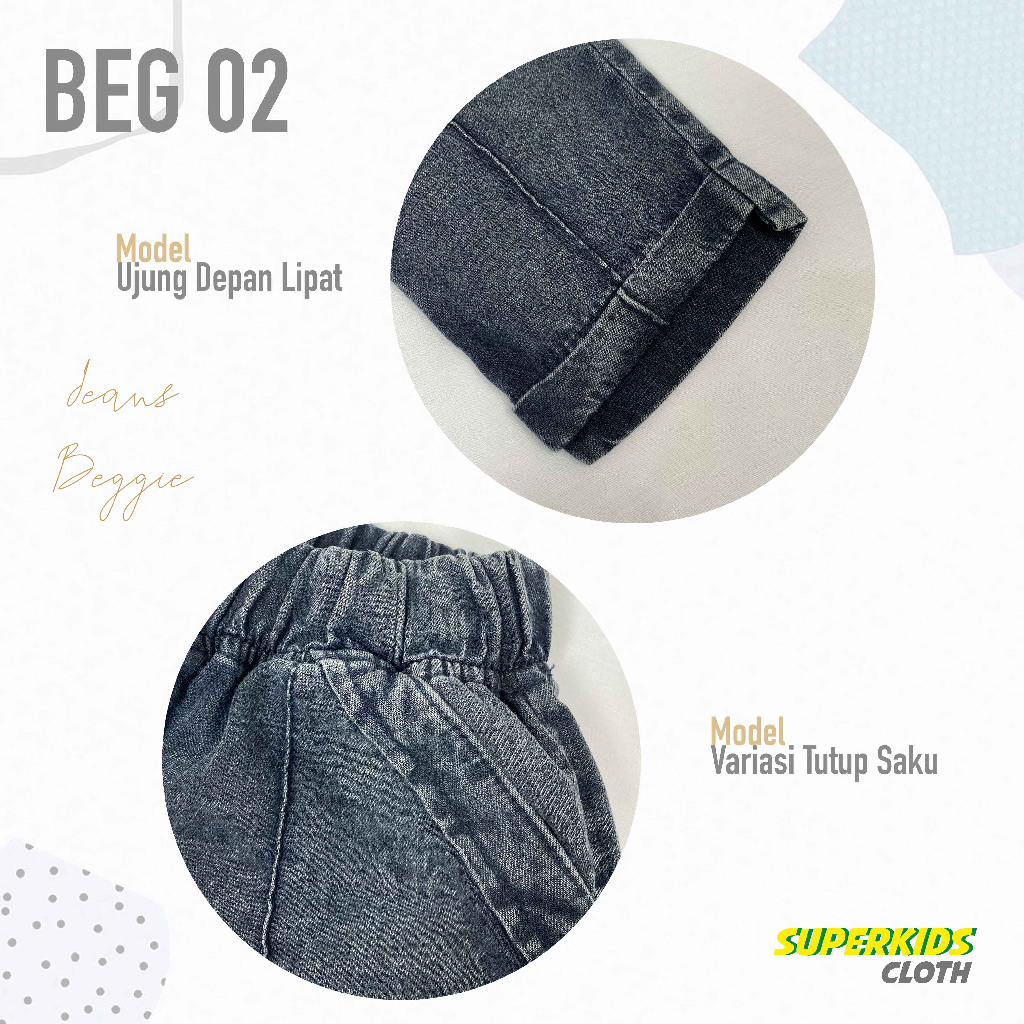 CELANA ANAK PEREMPUAN JEANS NEVY PANJANG MODEL BEGGIE  WARNA HITAM SANDWASH SUPERKIDS 1 - 10 TAHUN