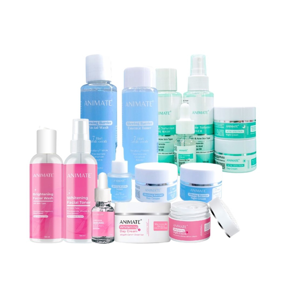 RM | ANIMATE Whitening Series 5in1 - Acne Solution Series 5in1 - Glowing Barrier Series 5in1 - Paket Set Skincare BPOM