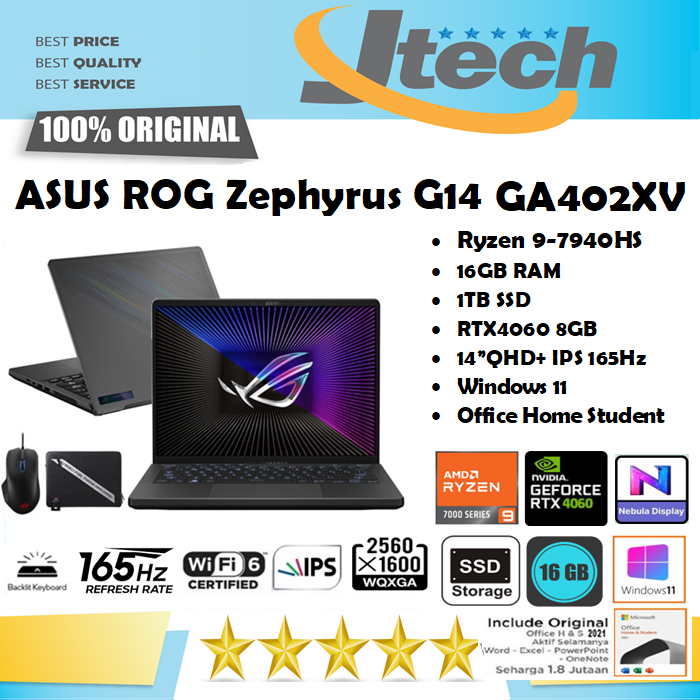 ASUS ROG Zephyrus G14 GA402XV - Ryzen 9-7940HS - RTX4060 8GB - 1TB SSD - 16GB - 14&quot;QHD+ IPS 165Hz - W11 - OHS