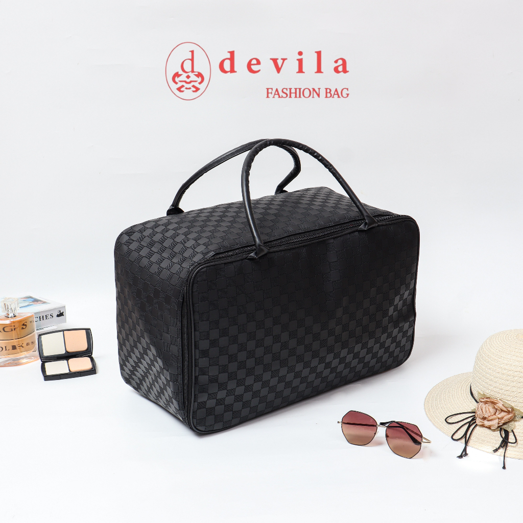 DVLA LUXURY BLACK BOXES WATERPROOF TRAVEL BAG JUMBO SIZE - Tas Koper Waterproof Ukuran Besar Motif Kotak Mewah Murah