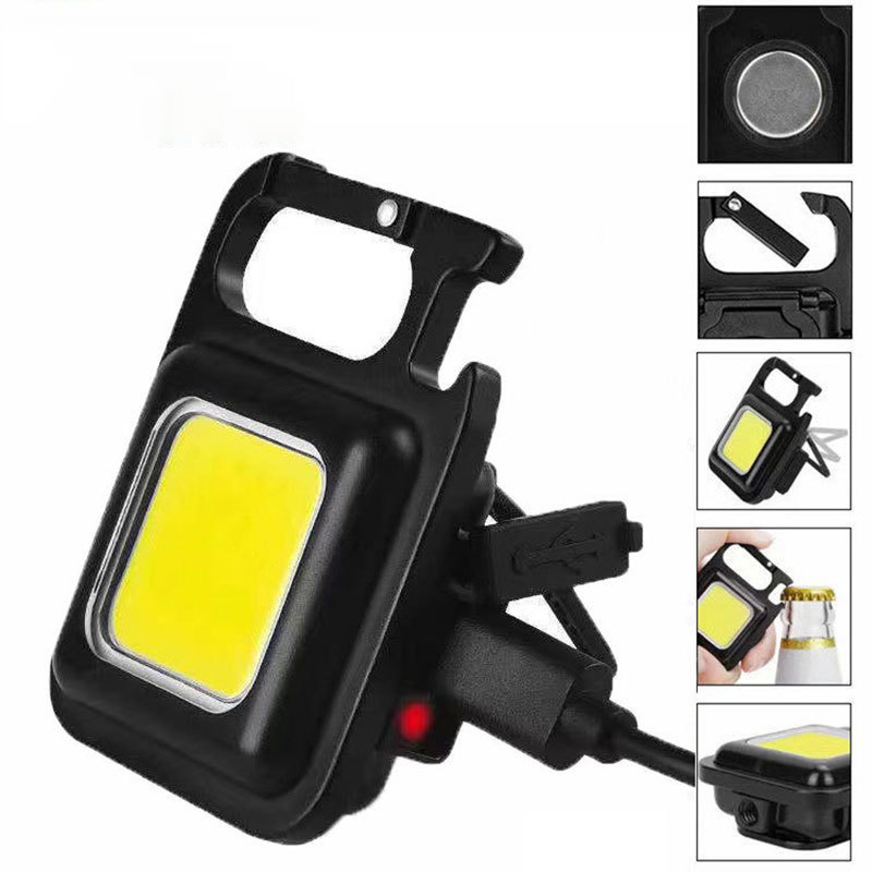 Lampu Mini COB Keychain Light Camping LED Senter Bahan Besi -Lampu Emergency Mini Cas USB