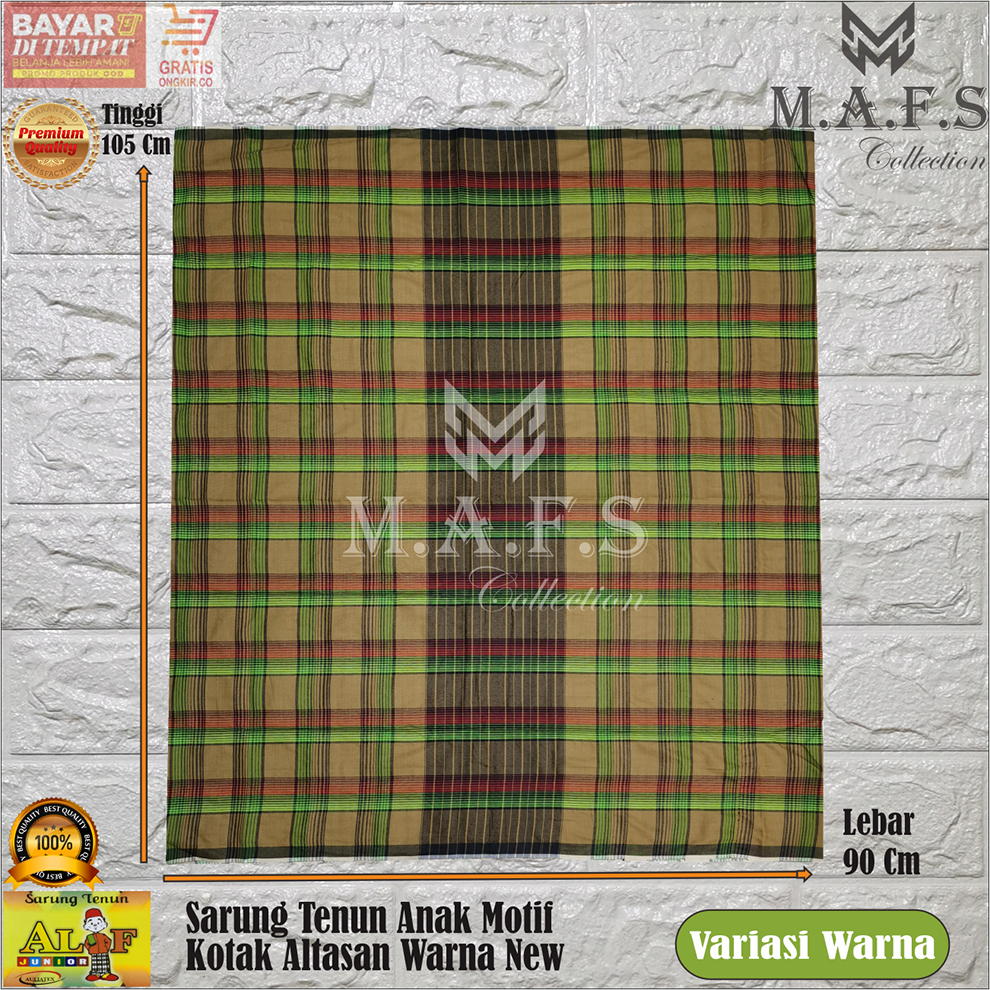 SARUNG ANAK TANGGUNG SARUNG ANAK ALIF MOTIF KOTAK &amp; SALUR FULL WARNA